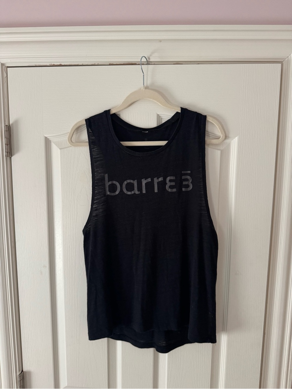 Barre3 Women's Black Muscle Tee — Sleeveless Studio Tank